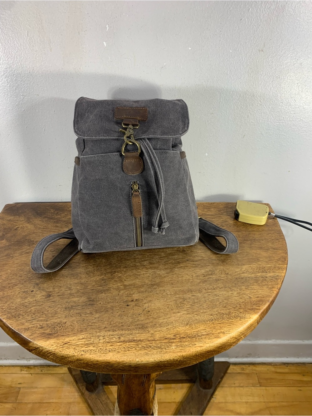 Canvas and leather backpack